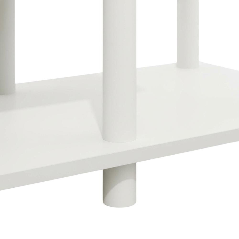 White 3-Tier TV Stand with Spacious Shelving and Durable Wood Finish