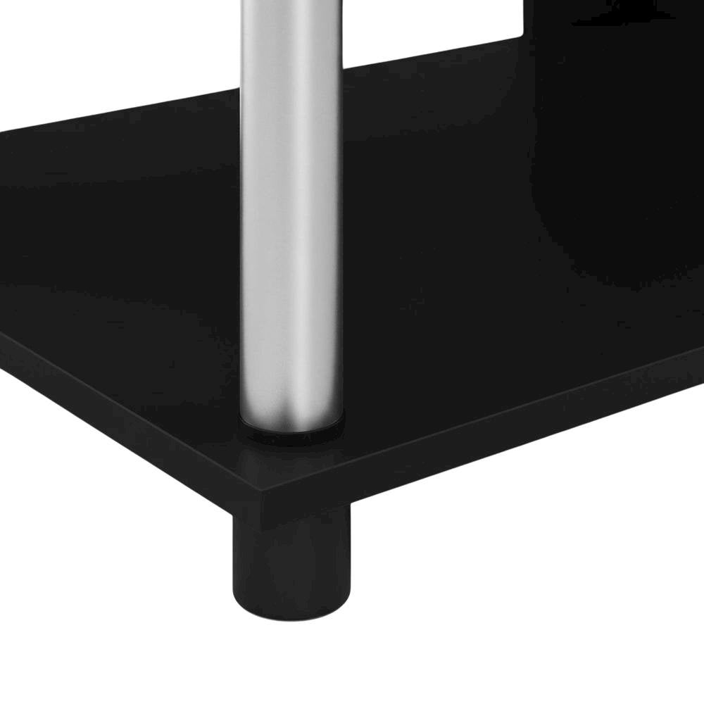 Wooden TV stand in Americano finish with stainless steel tubes, 3-tier design