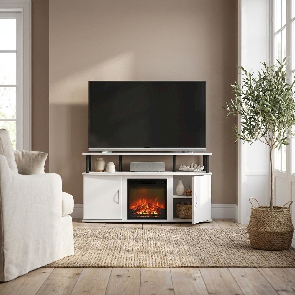 Modern TV Stand for 50 Inch TVs in French Oak Grey with Composite Wood Finish