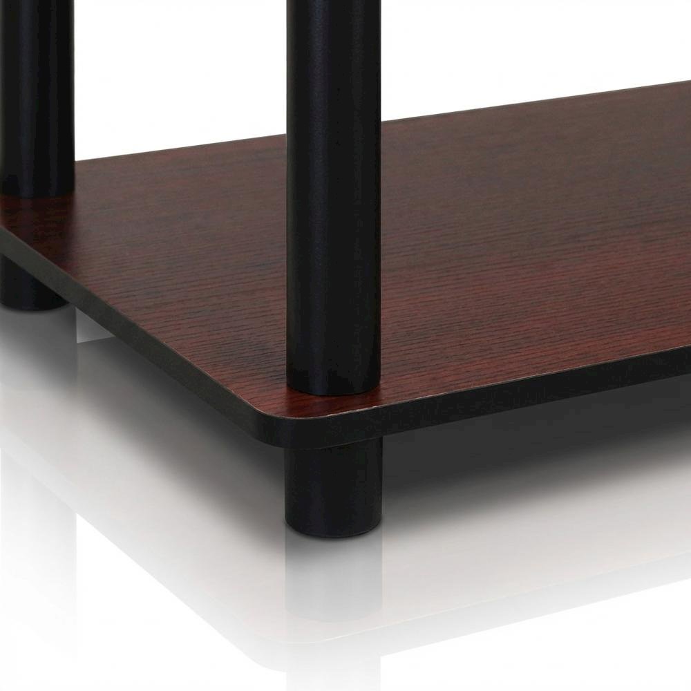 Dark Cherry TV Stand with Black Tube Frame and Composite Wood Construction