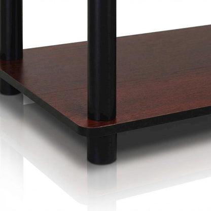 Dark Cherry TV Stand with Black Tube Frame and Composite Wood Construction