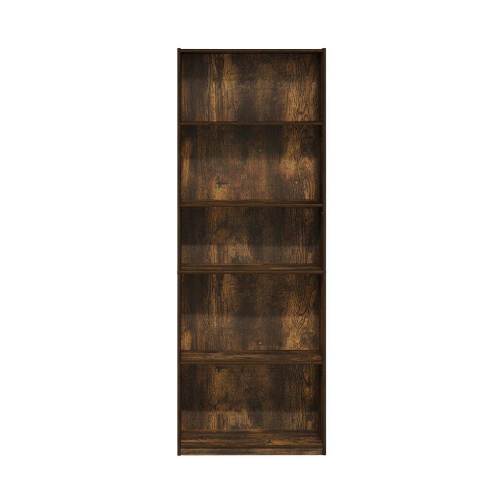 Wooden Bookcase in Finish with Open Shelves for Living Room Storage