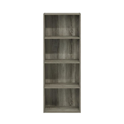 4-Tier Open Shelf Bookcase with Rustic French Oak Finish
