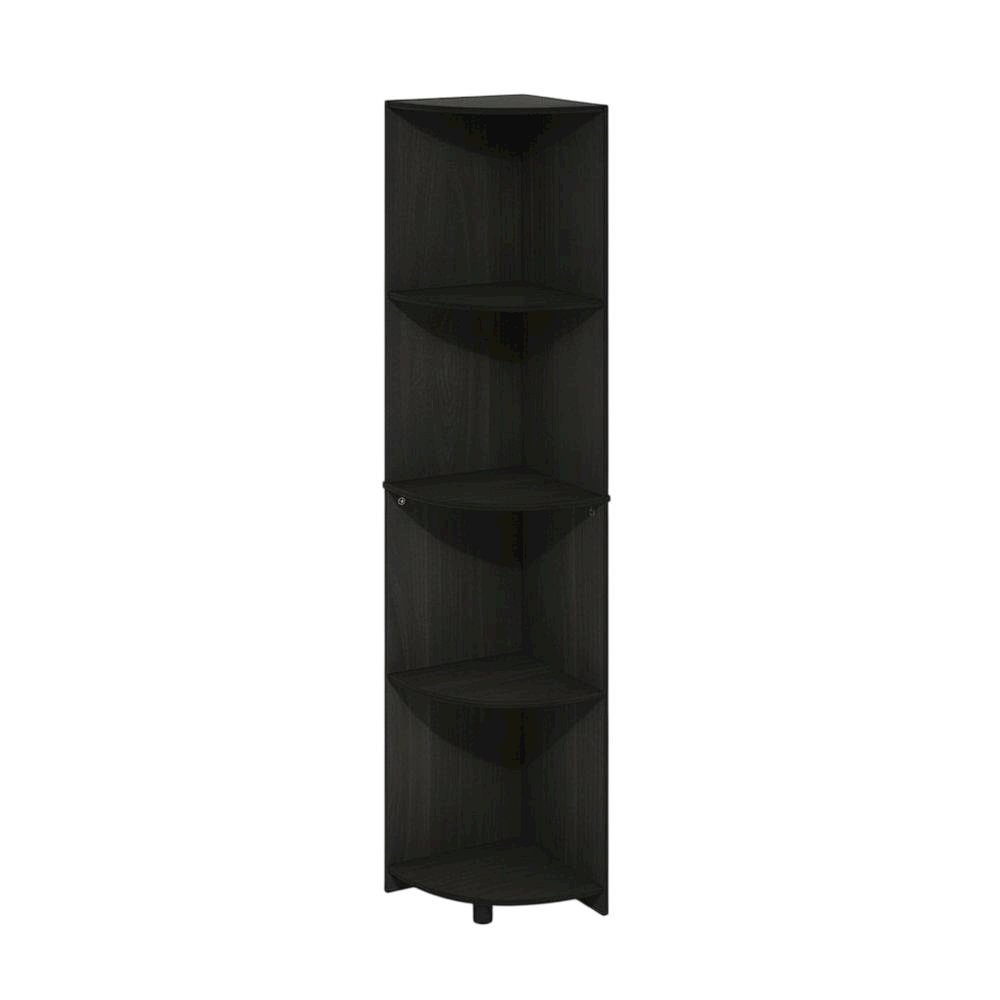 Espresso 4-Tier Corner Bookcase with Multiple Shelves for Space Optimization