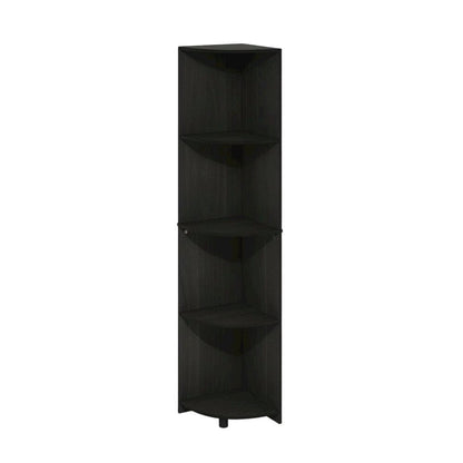 Espresso 4-Tier Corner Bookcase with Multiple Shelves for Space Optimization