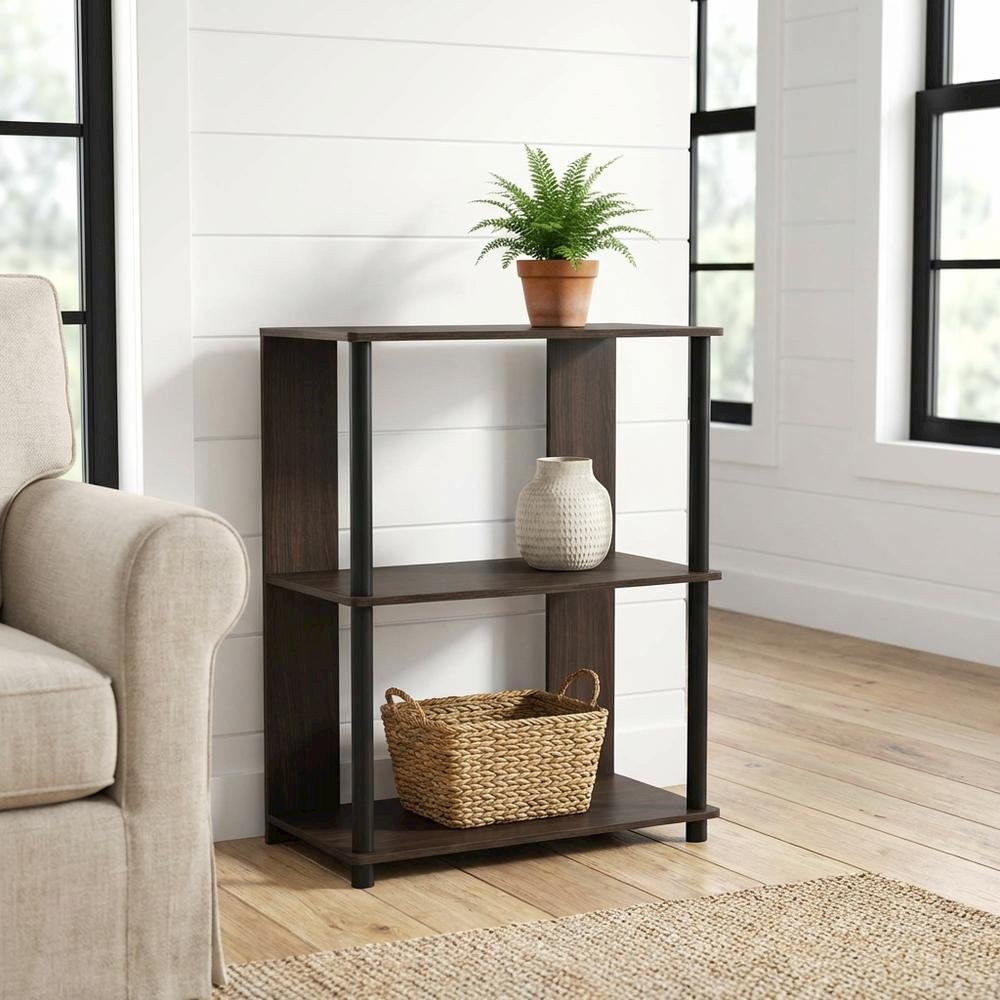 Walnut Bookcase with Spacious Shelving for Living Room and Office