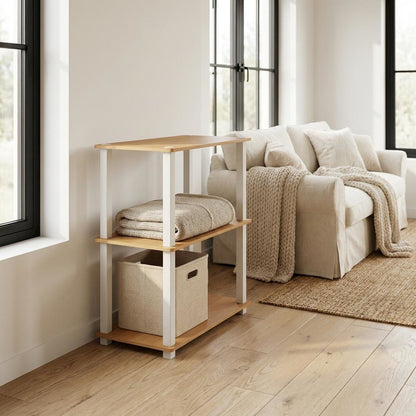 Wood Bookcase with Open Shelves for Living Room Storage