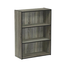 3 Tier Open Shelf Bookcase with French Oak Grey Finish for Contemporary Storage