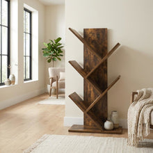Wood Bookcase in Classic Brown Finish with Sturdy Shelving and Compact Design