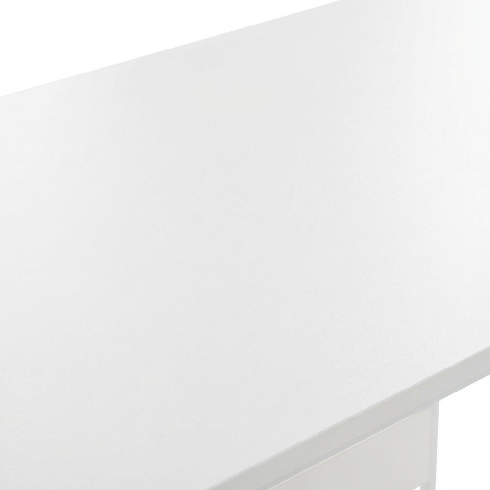 White Study Desk With Solid Finish And Spacious Workspace