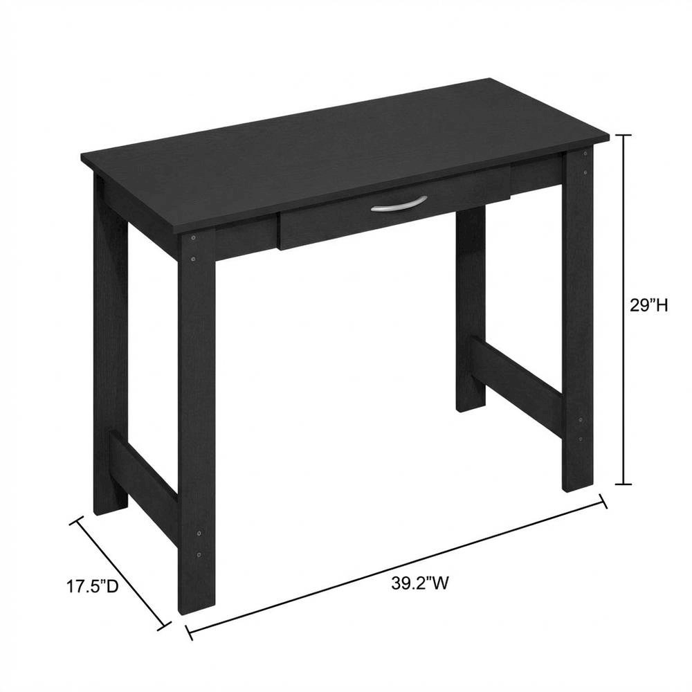 Darkwood Office Desk With H-Legs And Drawer For Workspace