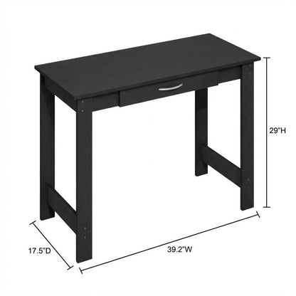 Darkwood Office Desk With H-Legs And Drawer For Workspace