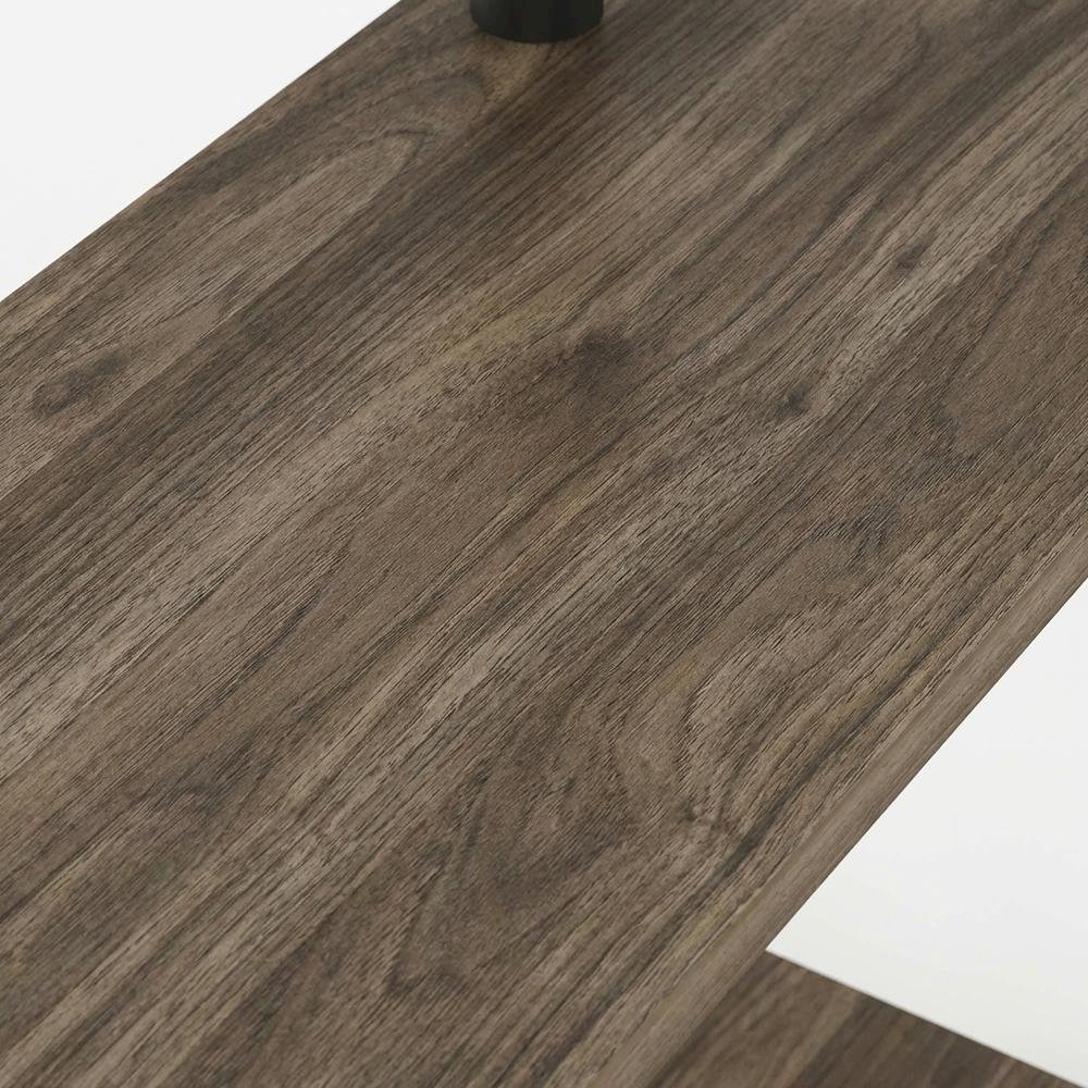 Corner Office Desk With Shelves, Columbia Walnut And Black Finish