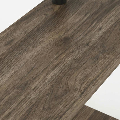 Corner Office Desk With Shelves, Columbia Walnut And Black Finish