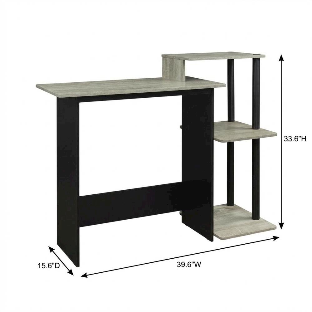 Oak Grey, Black Laptop Desk with Spacious Work Surface, Sturdy Construction
