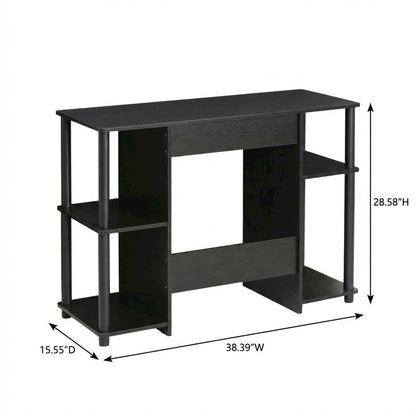 Black compact computer study desk with sturdy design and space-efficient layout