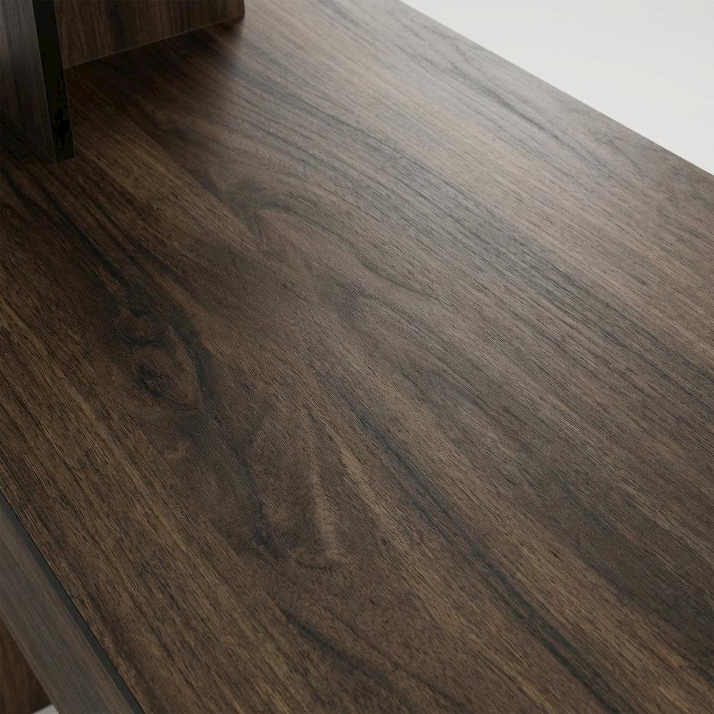 Wooden Home Office Desk with Storage Bin in Columbia Walnut Finish