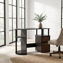Espresso Study Desk with Bin Drawers and Modern Design for Home Office
