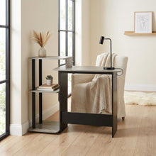 Oak Grey, Black Laptop Desk with Spacious Work Surface, Sturdy Construction