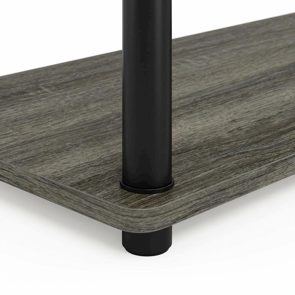 Modern Entertainment Center in French Oak Grey and Black with Spacious Storage