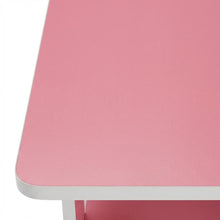 Pink wood end table with drawer for bedside or living room use