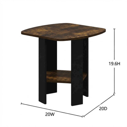 Amber Pine and Black Finish Accent End Table for Living Room