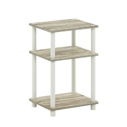3-Tier End Table in Sonoma Oak and White with Multi-Level Storage