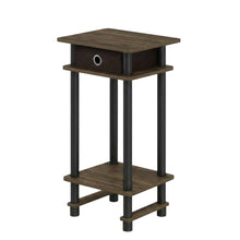 Dark Brown end table with storage bin, Columbia Walnut finish