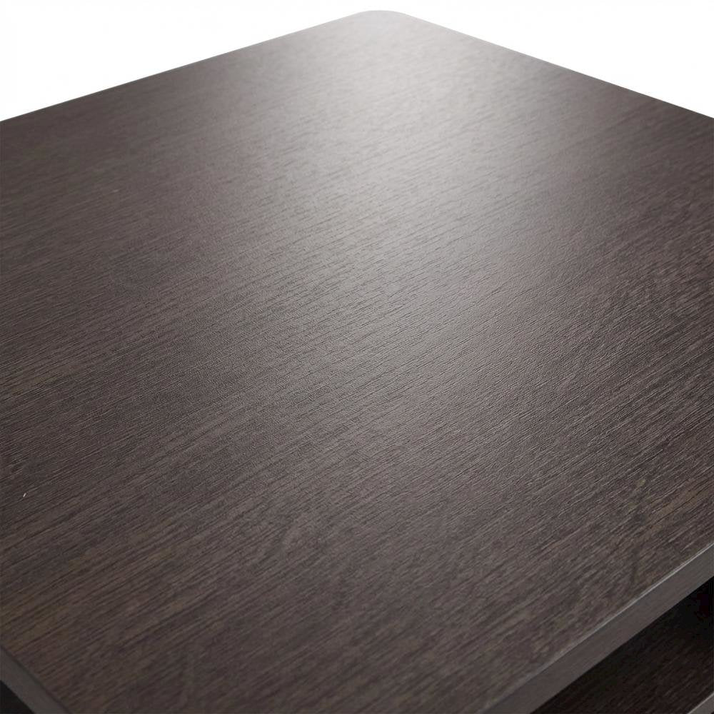 Black Wood End Table with Storage Drawer and Modern Design