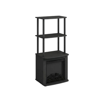 Black, Display Side Table, Open Shelf, Fireplace Ready