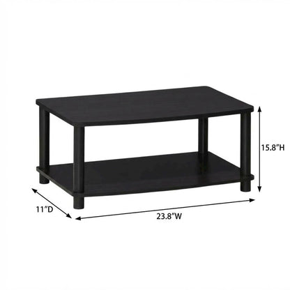 Dark Walnut 2-Tier Elevated TV Stand with No Tools Assembly