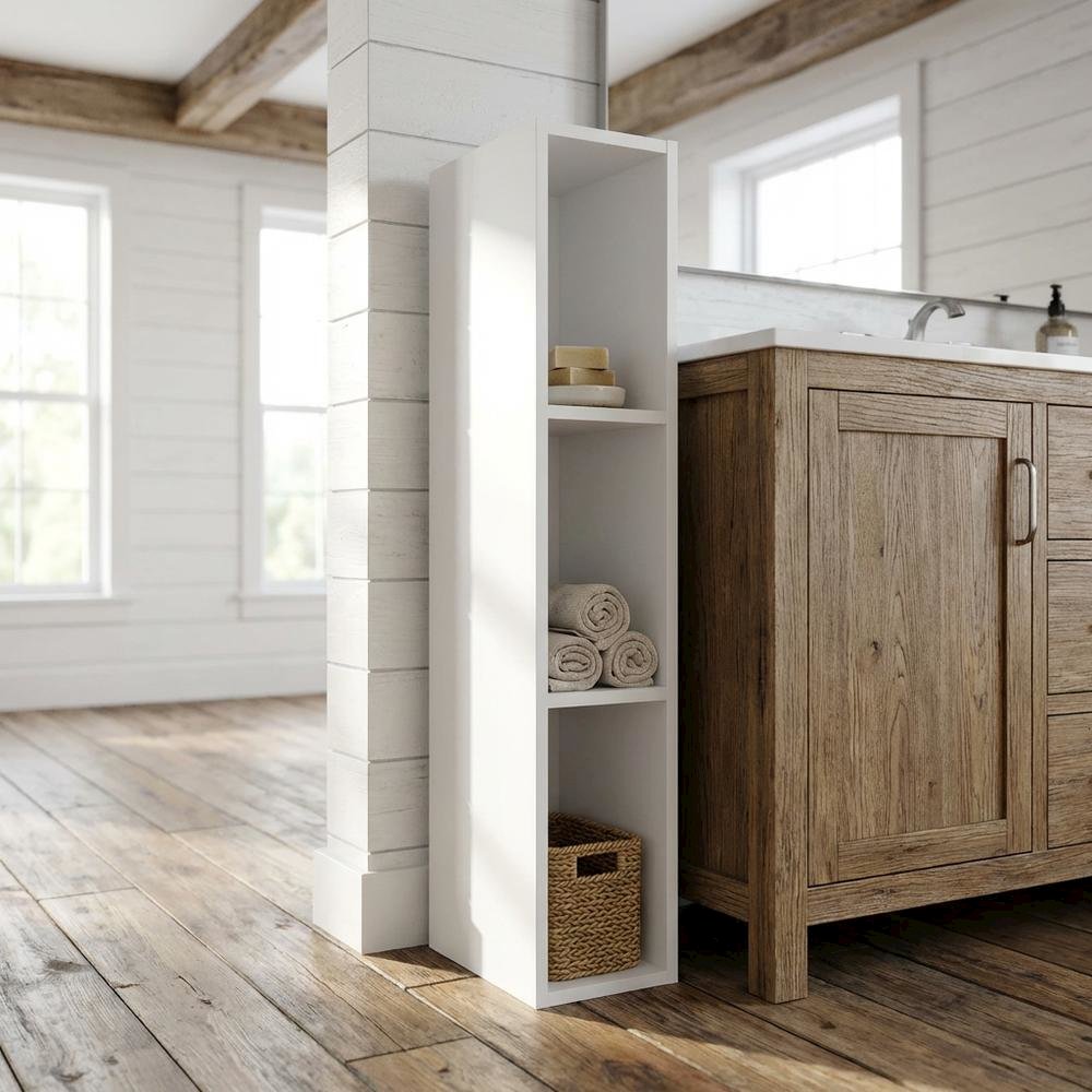Wooden white bookcase with simple design and durable build