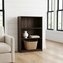 Wooden 3-Tier Adjustable Shelf Bookcase in Walnut Finish with Ample Storage