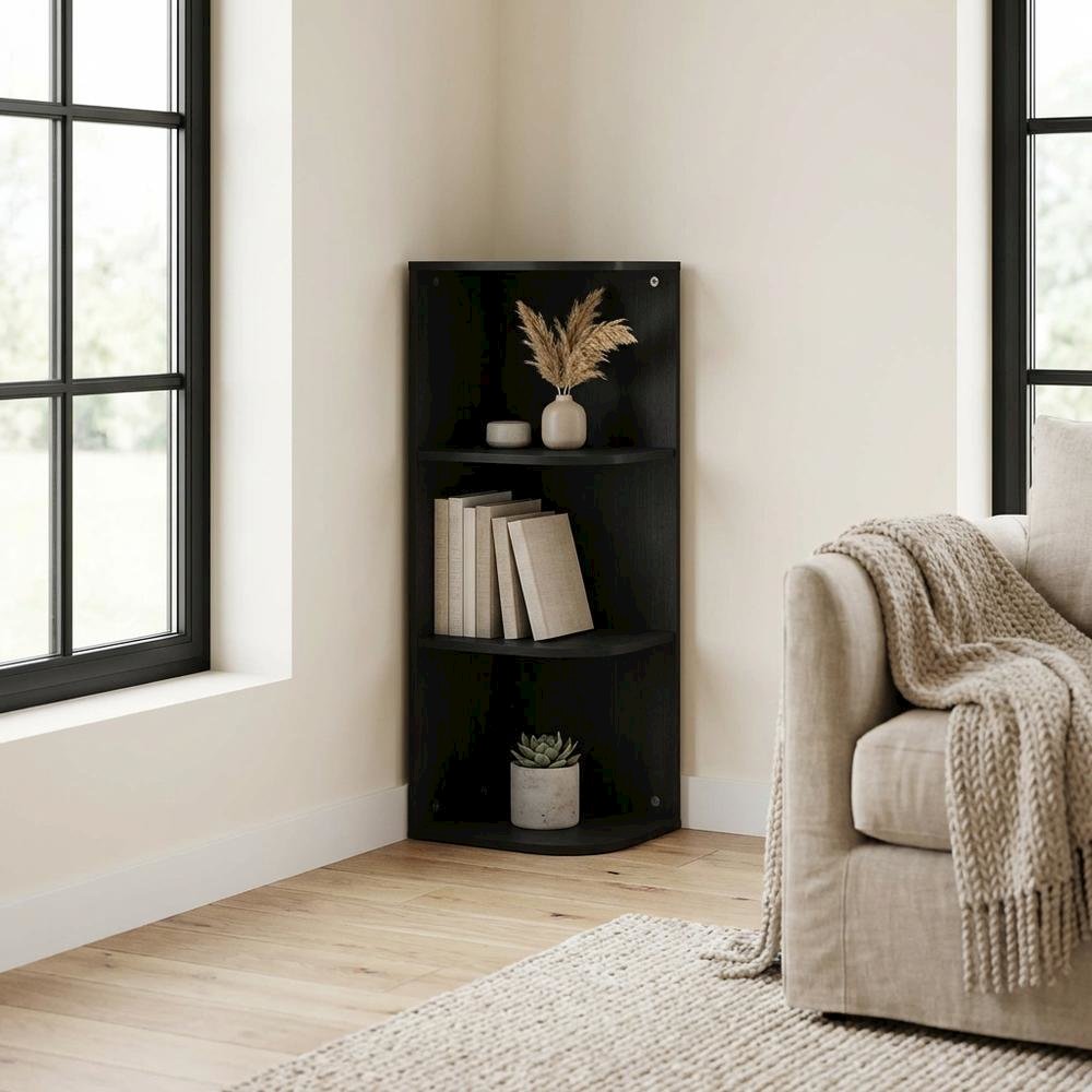Blackwood 3-Tier Corner Bookcase with Open Shelves for Space Efficiency