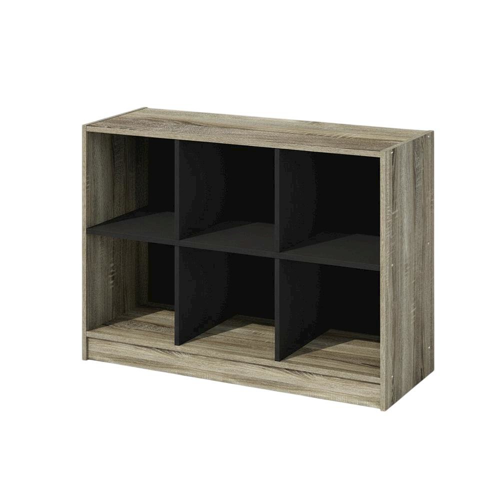 Wooden bookcase with rustic finish for living room or office use
