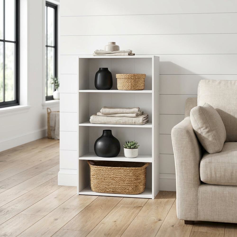 Wooden Bookcase with Open Shelving for Home Office and Living Room