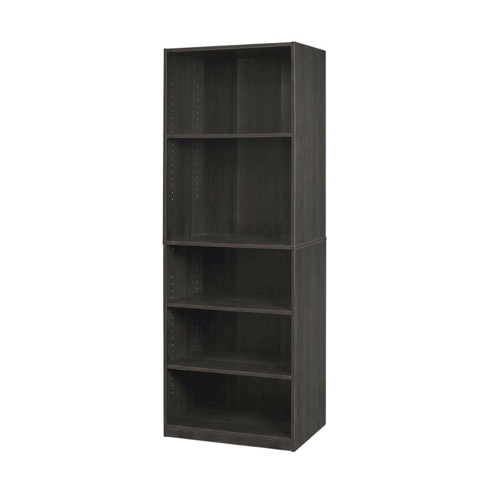 Espresso 5-Shelf Bookcase with Spacious Storage and Modern Design