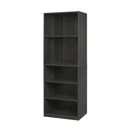 Espresso 5-Shelf Bookcase with Spacious Storage and Modern Design