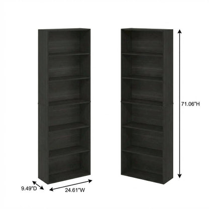 Espresso 6-Tier Open Bookcase with Wood Finish for Organizing and Display