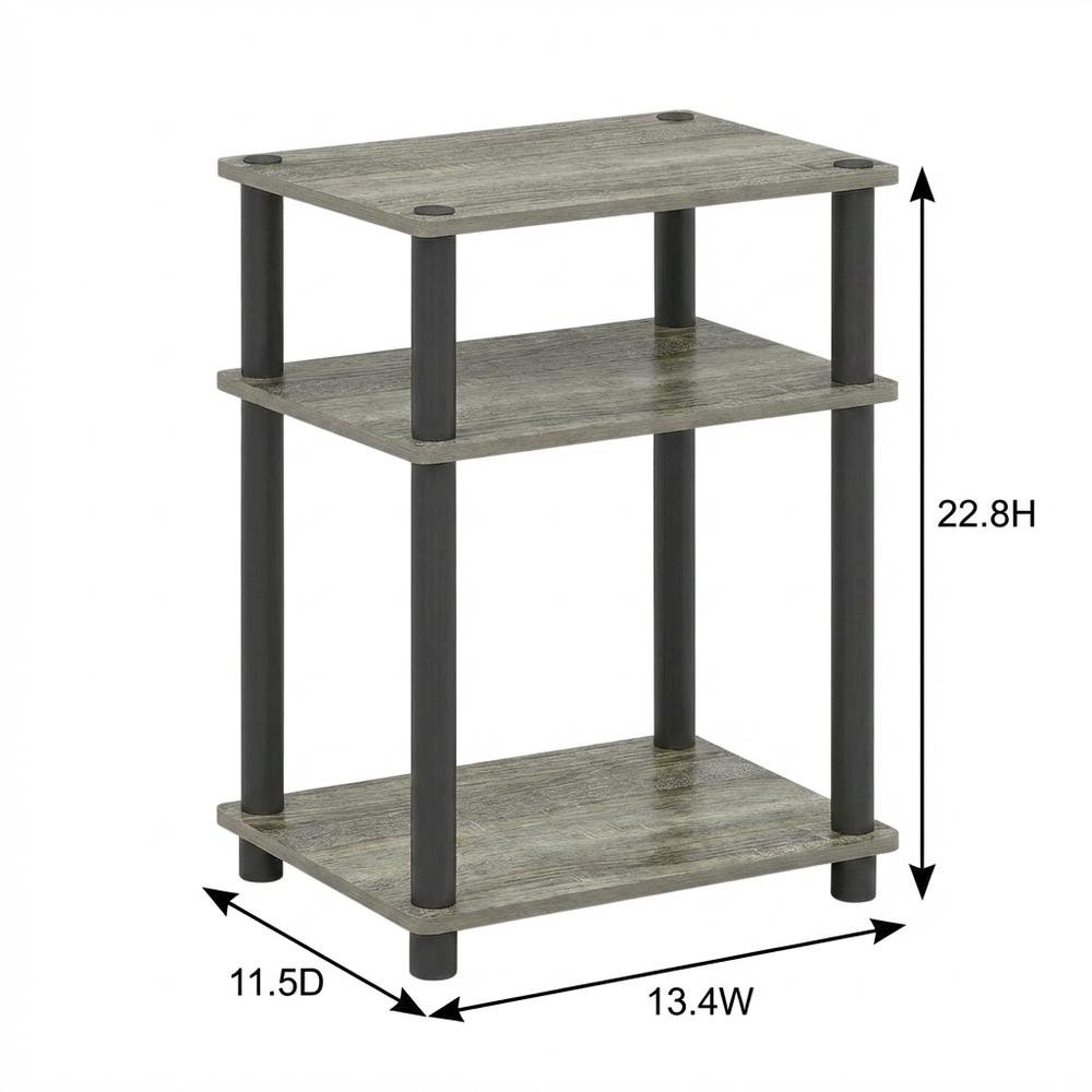 Grey Oak 3-Tier Side & Bedside Table with Modern Design
