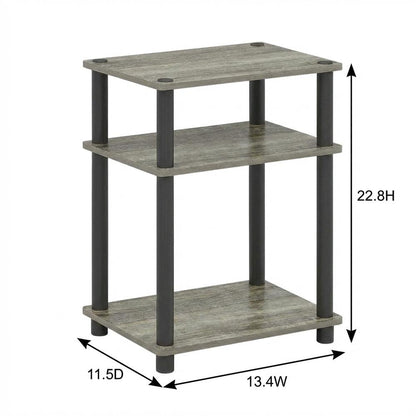 Grey Oak 3-Tier Side & Bedside Table with Modern Design