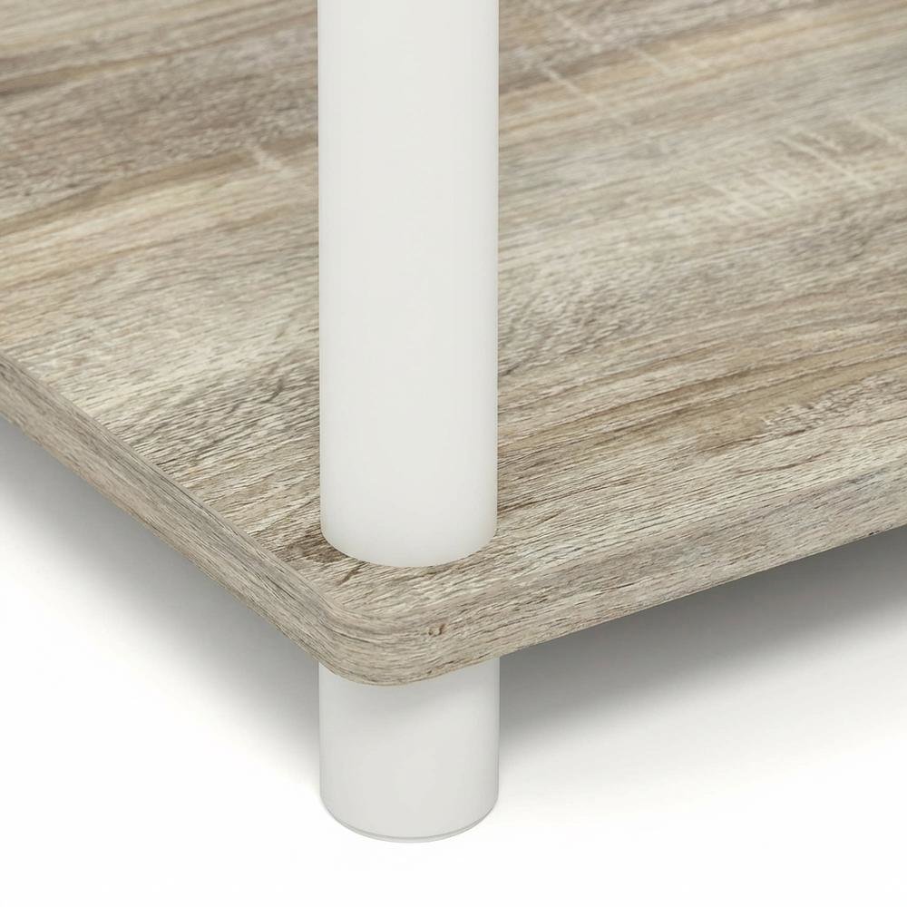 Light Oak 3-Tier End Table with Multi-Level Storage for Bedroom and Living Room