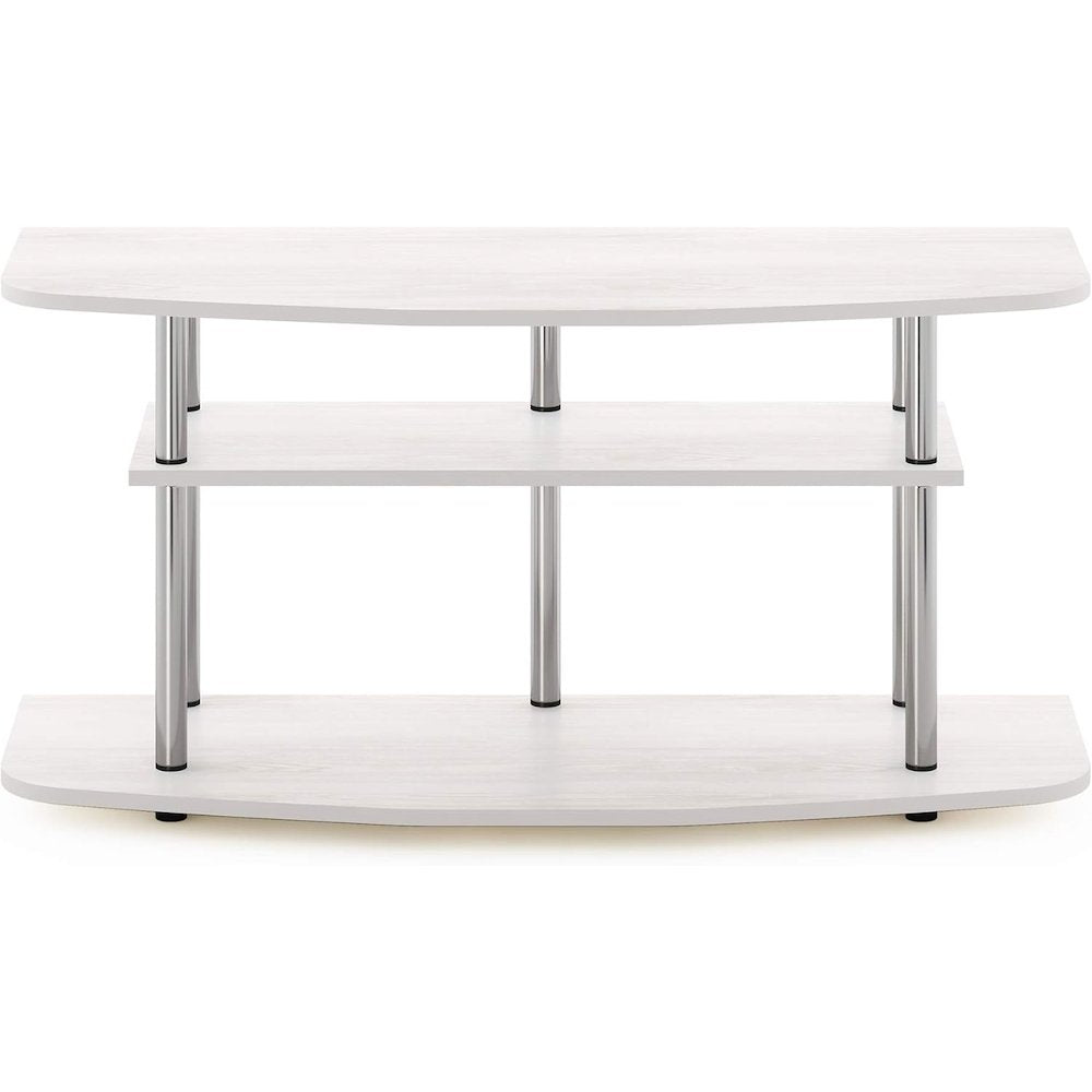 White Wood 50 Inch TV Stand with 3-Tier Shelves, Modern TV Console