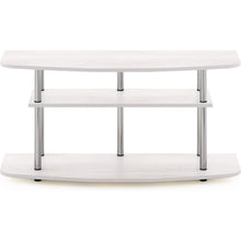 White Wood 50 Inch TV Stand with 3-Tier Shelves, Modern TV Console
