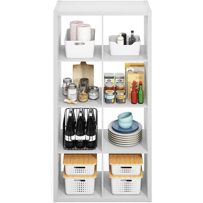 White Cube Storage Organizer with 8 Square Shelves for Kitchen Storage