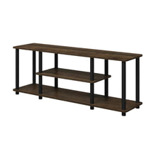 Walnut/Black TV Stand with 3-Tier Open Shelves and Modern Design