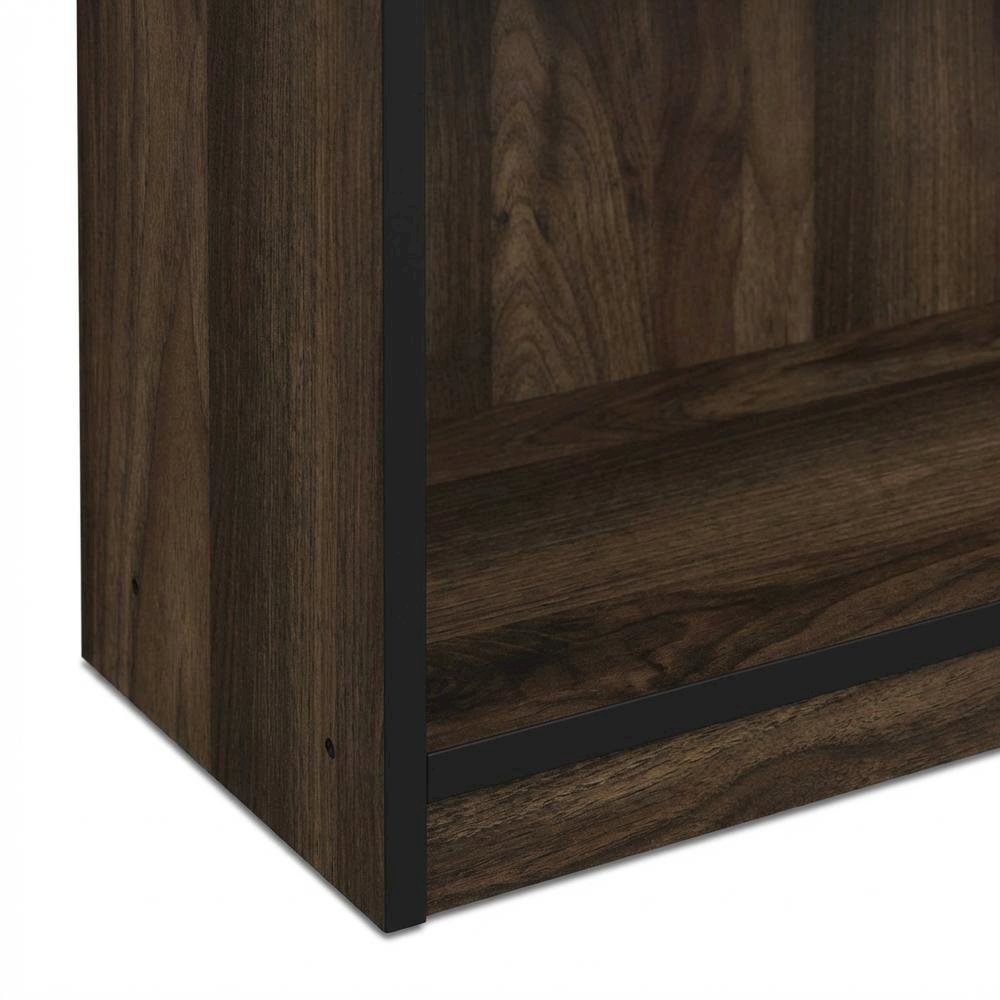 Wood 3-Tier Bookcase with Storage Shelves in Walnut and Black Finish
