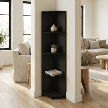 Espresso 4-Tier Corner Bookcase with Multiple Shelves for Space Optimization