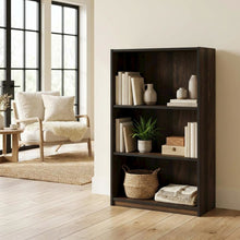 Wooden 3-Tier Adjustable Shelf Bookcase in Walnut Finish with Ample Storage
