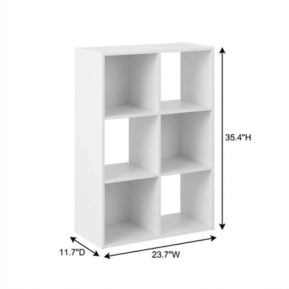 White wood bookcase with open shelves and versatile storage
